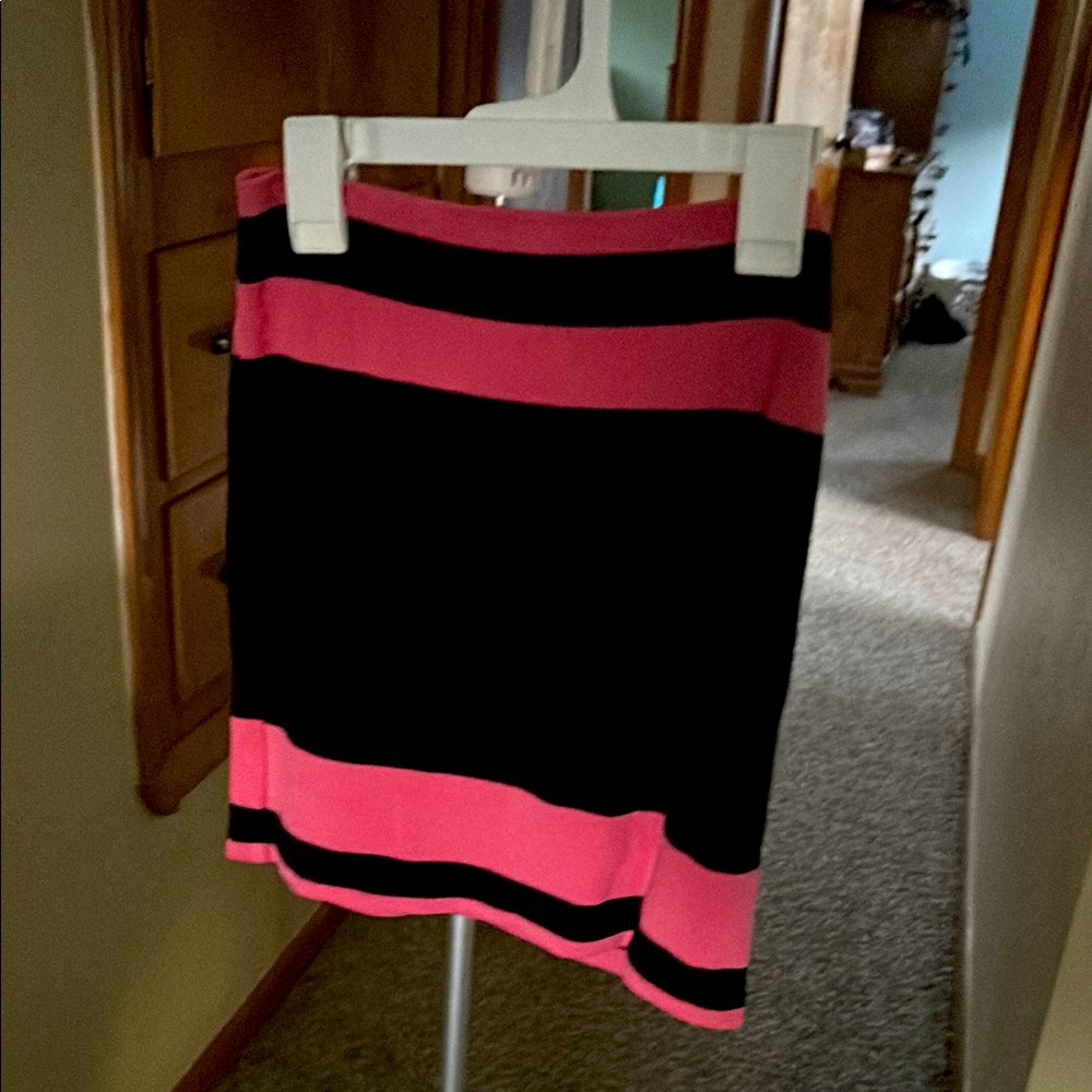Black and Pink Striped Skirt